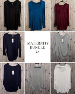 Planet Motherhood Plus Size Maternity Long Sleeve Tee 3X Bundle